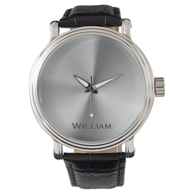 Brushed metal personalised name watch (Front)