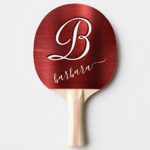 Brushed Metal Personalised Red Ping Pong Paddle