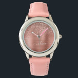 Brushed Metal Rose Gold Pink Glitter Monogram<br><div class="desc">Rose Gold - Blush Pink Faux Foil Metallic Sparkle Glitter Brushed Metal Monogram Name Watch. This makes the perfect sweet 16 birthday,  wedding,  bridal shower,  anniversary,  baby shower or bachelorette party gift for someone that loves glam luxury and chic styles.</div>