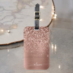 Brushed Metal Rose Gold Pink Glitter Monogram<br><div class="desc">Rose Gold - Blush Pink Faux Foil Metallic Sparkle Glitter Brushed Metal Monogram Name and Initial Bag or Luggage Tag. This makes the perfect sweet 16 birthday,  wedding,  bridal shower,  anniversary,  baby shower or bachelorette party gift for someone that loves glam luxury and chic styles.</div>