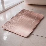 Brushed Metal Rose Gold Pink Glitter Monogram Bath Mat<br><div class="desc">Rose Gold - Blush Pink Faux Foil Metallic Sparkle Glitter Brushed Metal Monogram Name Bath Mats. This makes the perfect graduation,  birthday,  wedding,  bridal shower,  anniversary,  baby shower or bachelorette party gift for someone that loves glam luxury and chic styles.</div>
