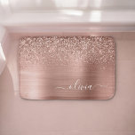 Brushed Metal Rose Gold Pink Glitter Monogram Bath Mat<br><div class="desc">Rose Gold - Blush Pink Faux Foil Metallic Sparkle Glitter Brushed Metal Monogram Name Bath Mats. This makes the perfect graduation,  birthday,  wedding,  bridal shower,  anniversary,  baby shower or bachelorette party gift for someone that loves glam luxury and chic styles.</div>