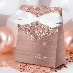 Brushed Metal Rose Gold Pink Glitter Monogram Favour Box<br><div class="desc">Rose Gold - Blush Pink Faux Foil Metallic Sparkle Glitter Brushed Metal Monogram Name and Initial Paper Party Gift Boxes This makes the perfect sweet 16 birthday,  wedding,  bridal shower,  anniversary,  baby shower or bachelorette party gift for someone that loves glam luxury and chic styles.</div>