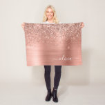 Brushed Metal Rose Gold Pink Glitter Monogram Fleece Blanket<br><div class="desc">Rose Gold - Blush Pink Faux Foil Metallic Sparkle Glitter Brushed Metal Monogram Name and Initial Fleece Blanket. This makes the perfect sweet 16 birthday,  wedding,  bridal shower,  anniversary,  baby shower or bachelorette party gift for someone that loves glam luxury and chic styles.</div>