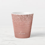 Brushed Metal Rose Gold Pink Glitter Monogram Latte Mug<br><div class="desc">Rose Gold - Blush Pink Faux Foil Metallic Sparkle Glitter Brushed Metal Monogram Name Latte Coffee Cup Mug. This makes the perfect sweet 16 birthday,  wedding,  bridal shower,  anniversary,  baby shower or bachelorette party gift for someone that loves glam luxury and chic styles.</div>