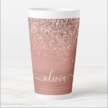 Brushed Metal Rose Gold Pink Glitter Monogram Latte Mug<br><div class="desc">Rose Gold - Blush Pink Faux Foil Metallic Sparkle Glitter Brushed Metal Monogram Name Latte Coffee Cup Mug. This makes the perfect sweet 16 birthday,  wedding,  bridal shower,  anniversary,  baby shower or bachelorette party gift for someone that loves glam luxury and chic styles.</div>