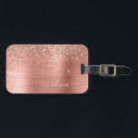 Brushed Metal Rose Gold Pink Glitter Monogram Luggage Tag<br><div class="desc">Rose Gold - Blush Pink Faux Foil Metallic Sparkle Glitter Brushed Metal Monogram Name and Initial Bag or Luggage Tag. This makes the perfect sweet 16 birthday,  wedding,  bridal shower,  anniversary,  baby shower or bachelorette party gift for someone that loves glam luxury and chic styles.</div>