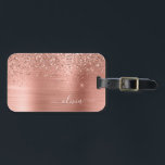 Brushed Metal Rose Gold Pink Glitter Monogram Luggage Tag<br><div class="desc">Rose Gold - Blush Pink Faux Foil Metallic Sparkle Glitter Brushed Metal Monogram Name and Initial Bag or Luggage Tag. This makes the perfect sweet 16 birthday,  wedding,  bridal shower,  anniversary,  baby shower or bachelorette party gift for someone that loves glam luxury and chic styles.</div>