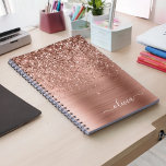 Brushed Metal Rose Gold Pink Glitter Monogram Notebook<br><div class="desc">Rose Gold - Blush Pink Faux Foil Metallic Sparkle Glitter Brushed Metal Monogram Name Spiral Notebook Planner. This makes the perfect sweet 16 birthday,  wedding,  bridal shower,  anniversary,  baby shower or bachelorette party gift for someone that loves glam luxury and chic styles.</div>