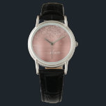 Brushed Metal Rose Gold Pink Glitter Monogram Watch<br><div class="desc">Rose Gold - Blush Pink Faux Foil Metallic Sparkle Glitter Brushed Metal Monogram Name Watch. This makes the perfect graduation,  birthday,  wedding,  bridal shower,  anniversary,  baby shower or bachelorette party gift for someone that loves glam luxury and chic styles.</div>