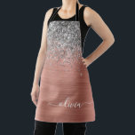 Brushed Metal Rose Gold Silver Glitter Monogram Apron<br><div class="desc">Rose Gold - Blush Pink and Silver Faux Foil Metallic Sparkle Glitter Brushed Metal Monogram Name Apron. This makes the perfect sweet 16 birthday,  wedding,  bridal shower,  anniversary,  baby shower or bachelorette party gift for someone that loves glam luxury and chic styles.</div>