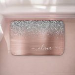 Brushed Metal Rose Gold Silver Glitter Monogram Bath Mat<br><div class="desc">Rose Gold - Blush Pink and Silver Faux Foil Metallic Sparkle Glitter Brushed Metal Monogram Name Bath Mats. This makes the perfect graduation,  birthday,  wedding,  bridal shower,  anniversary,  baby shower or bachelorette party gift for someone that loves glam luxury and chic styles.</div>
