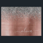 Brushed Metal Rose Gold Silver Glitter Monogram Cutting Board<br><div class="desc">Rose Gold - Blush Pink and Silver Faux Foil Metallic Sparkle Glitter Brushed Metal Monogram Name Cutting Board. This makes the perfect graduation,  birthday,  wedding,  bridal shower,  anniversary,  baby shower or bachelorette party gift for someone that loves glam luxury and chic styles.</div>