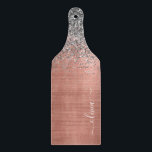 Brushed Metal Rose Gold Silver Glitter Monogram Cutting Board<br><div class="desc">Rose Gold - Blush Pink and Silver Faux Foil Metallic Sparkle Glitter Brushed Metal Monogram Name Cutting Board. This makes the perfect graduation,  birthday,  wedding,  bridal shower,  anniversary,  baby shower or bachelorette party gift for someone that loves glam luxury and chic styles.</div>