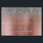 Brushed Metal Rose Gold Silver Glitter Monogram Cutting Board<br><div class="desc">Rose Gold - Blush Pink and Silver Faux Foil Metallic Sparkle Glitter Brushed Metal Monogram Name Cutting Board. This makes the perfect graduation,  birthday,  wedding,  bridal shower,  anniversary,  baby shower or bachelorette party gift for someone that loves glam luxury and chic styles.</div>