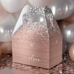 Brushed Metal Rose Gold Silver Glitter Monogram Favour Box<br><div class="desc">Rose Gold - Blush Pink and Silver Faux Foil Metallic Sparkle Glitter Brushed Metal Monogram Name Favour Box. This makes the perfect sweet 16 birthday,  wedding,  bridal shower,  anniversary,  baby shower or bachelorette party gift for someone that loves glam luxury and chic styles.</div>