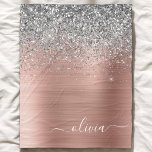 Brushed Metal Rose Gold Silver Glitter Monogram Fleece Blanket<br><div class="desc">Rose Gold - Blush Pink and Silver Faux Foil Metallic Sparkle Glitter Brushed Metal Monogram Name and Initial Fleece Blanket. This makes the perfect sweet 16 birthday,  wedding,  bridal shower,  anniversary,  baby shower or bachelorette party gift for someone that loves glam luxury and chic styles.</div>