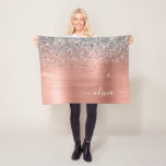 Brushed Metal Rose Gold Silver Glitter Monogram Fleece Blanket<br><div class="desc">Rose Gold - Blush Pink and Silver Faux Foil Metallic Sparkle Glitter Brushed Metal Monogram Name and Initial Fleece Blanket. This makes the perfect sweet 16 birthday,  wedding,  bridal shower,  anniversary,  baby shower or bachelorette party gift for someone that loves glam luxury and chic styles.</div>