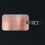 Brushed Metal Rose Gold Silver Glitter Monogram Luggage Tag<br><div class="desc">Rose Gold - Blush Pink and Silver Faux Foil Metallic Sparkle Glitter Brushed Metal Monogram Name and Initial Bag or Luggage Tag. This makes the perfect sweet 16 birthday,  wedding,  bridal shower,  anniversary,  baby shower or bachelorette party gift for someone that loves glam luxury and chic styles.</div>