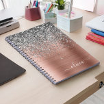 Brushed Metal Rose Gold Silver Glitter Monogram Notebook<br><div class="desc">Rose Gold - Blush Pink and Silver Faux Foil Metallic Sparkle Glitter Brushed Metal Monogram Name Spiral Notebook Planner. This makes the perfect sweet 16 birthday,  wedding,  bridal shower,  anniversary,  baby shower or bachelorette party gift for someone that loves glam luxury and chic styles.</div>