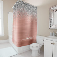 Brushed Metal Rose Gold Silver Glitter Monogram