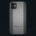 Brushed Metal Two Shades - Name Case-Mate iPhone Case<br><div class="desc">iPhone case with a faux brushed metal look and an engraved printed effect on the text where you can add your name.</div>