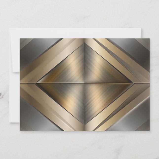 Brushed Metallic Geometric Diamond Pattern Thank You Card (Front)