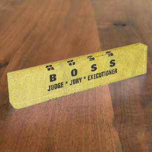Brushed Metallic Gold Funny Desk Nameplates. Nameplate