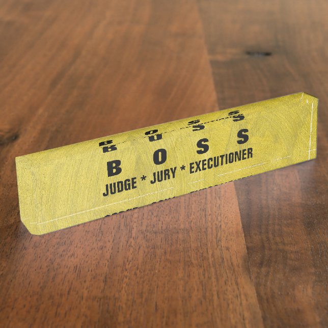 Brushed Metallic Gold Funny Desk Nameplates. Nameplate (Side)
