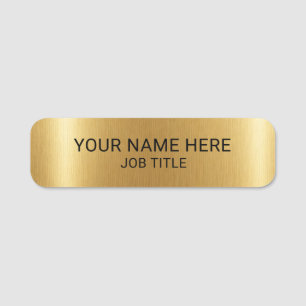 Brushed Metallic Gold Print Employee Custom Name Tag