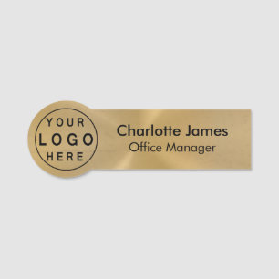 Brushed Metallic Gold Round Logo Radial Name Tag