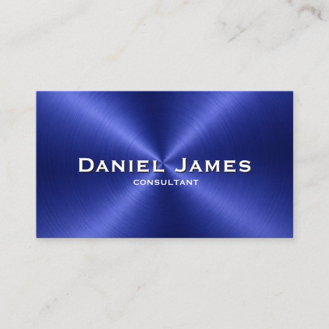 Brushed Metallic Royal Blue Modern Business Card (Front)