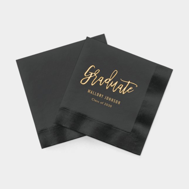 Brushed Modern Graduation Foil Stamped Napkins (Back)