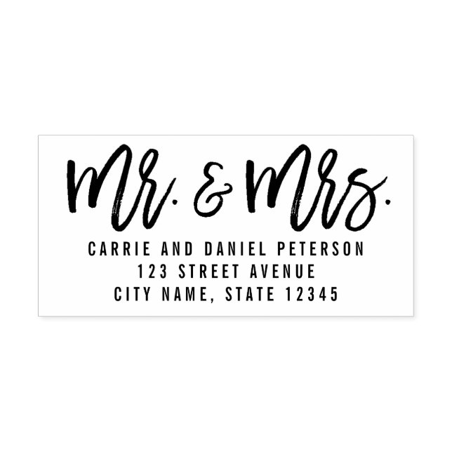 Brushed Mr and Mrs Personalised Rubber Stamp (Design)