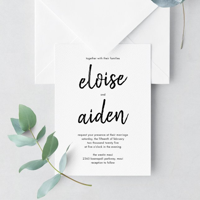 Brushed Names Modern Wedding Invitation BNM (Creator Uploaded)