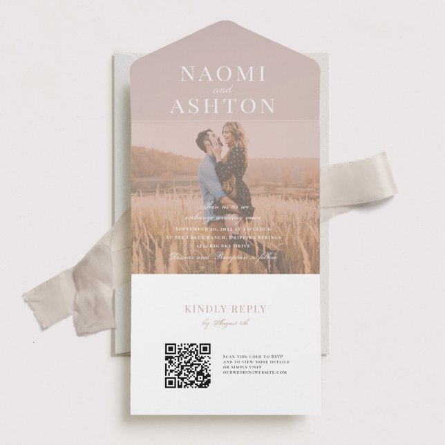 Brushed Overlay Wedding All In One Invitation (Creator Uploaded)