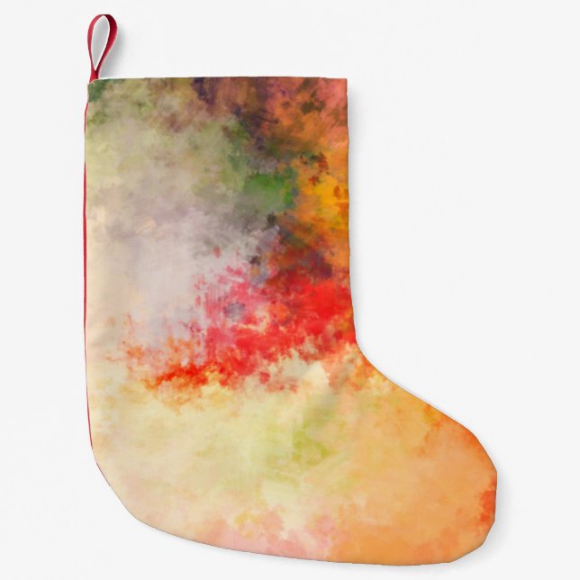 Brushed Painted Abstract Background. Brush stroked Small Christmas Stocking (Front)