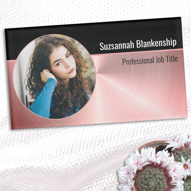 Brushed Pink Metal Custom Photo Professional  Name Tag (Creator Uploaded)