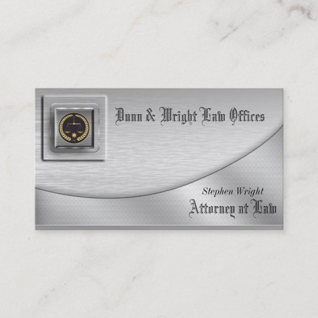 Brushed Platinum Attorney  Business Card (Front)
