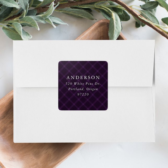 Brushed Purple Plaid Return Address Label (Creator Uploaded)
