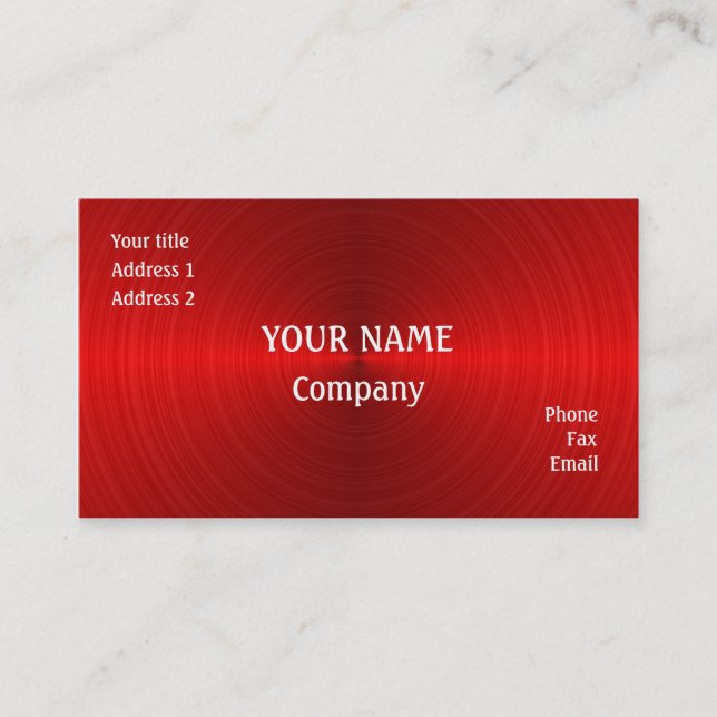 Brushed red steel business card (Front)