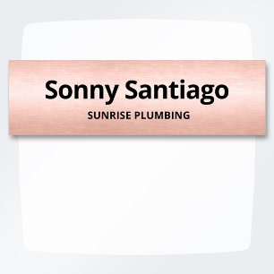 Brushed Rose Gold Minimal Employee ID Name Tag
