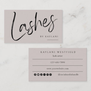 Brushed Script Lashes Business Card Lash Artist