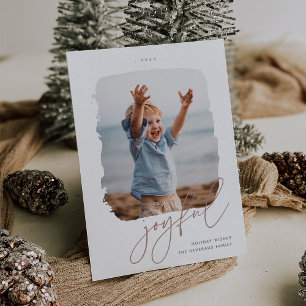 Brushed Signature   Joyful   Photo Holiday Card