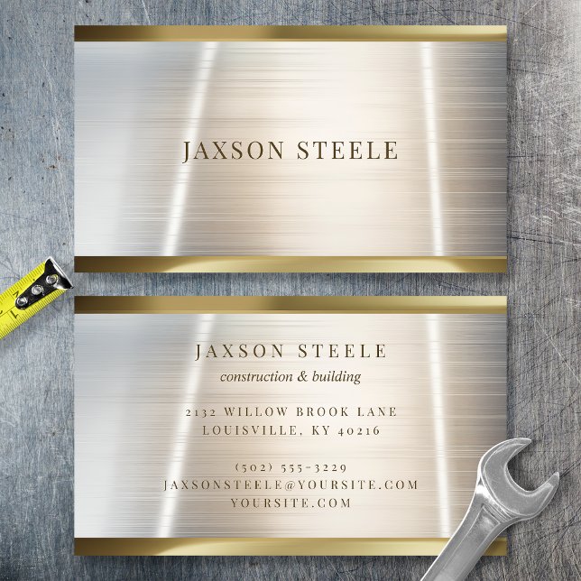 Brushed Silver and Gold Minimalist Business Card (Creator Uploaded)