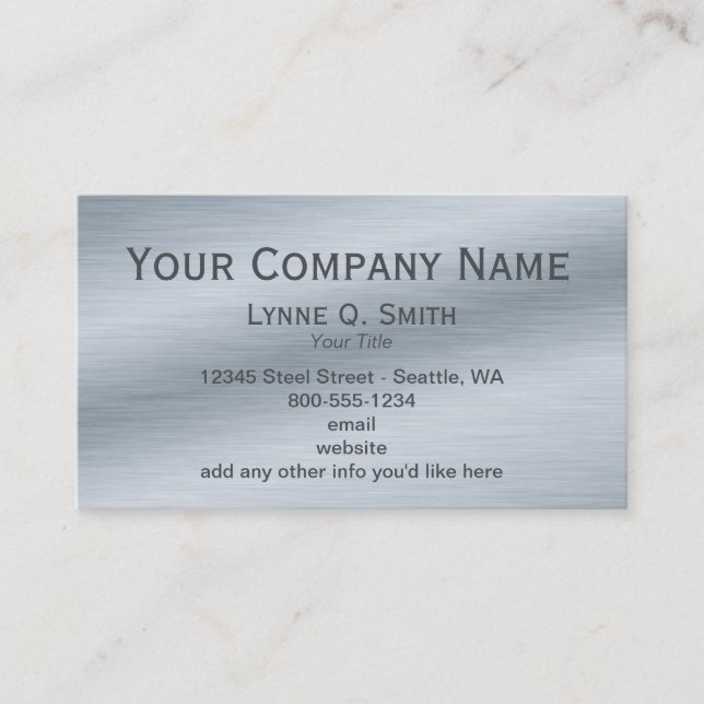 Brushed Silver Elegant Business Card (Front)