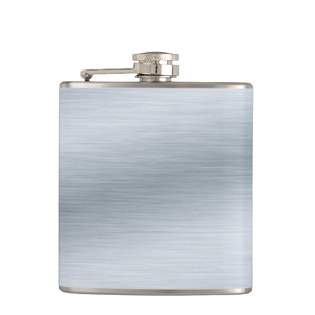 Brushed Silver Look Background Hip Flask (Front)