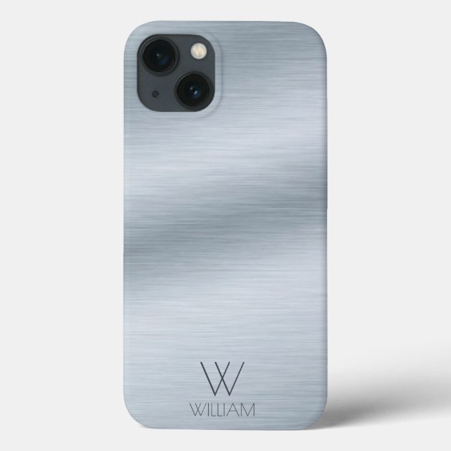 Brushed Silver Look Personalised Monogram Case-Mate iPhone Case (Back)