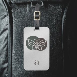 Brushed Silver Luxurious Butterfly Luggage Tag