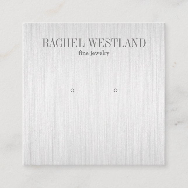 Brushed silver Luxury Jewellery Earring display Square Business Card (Front)